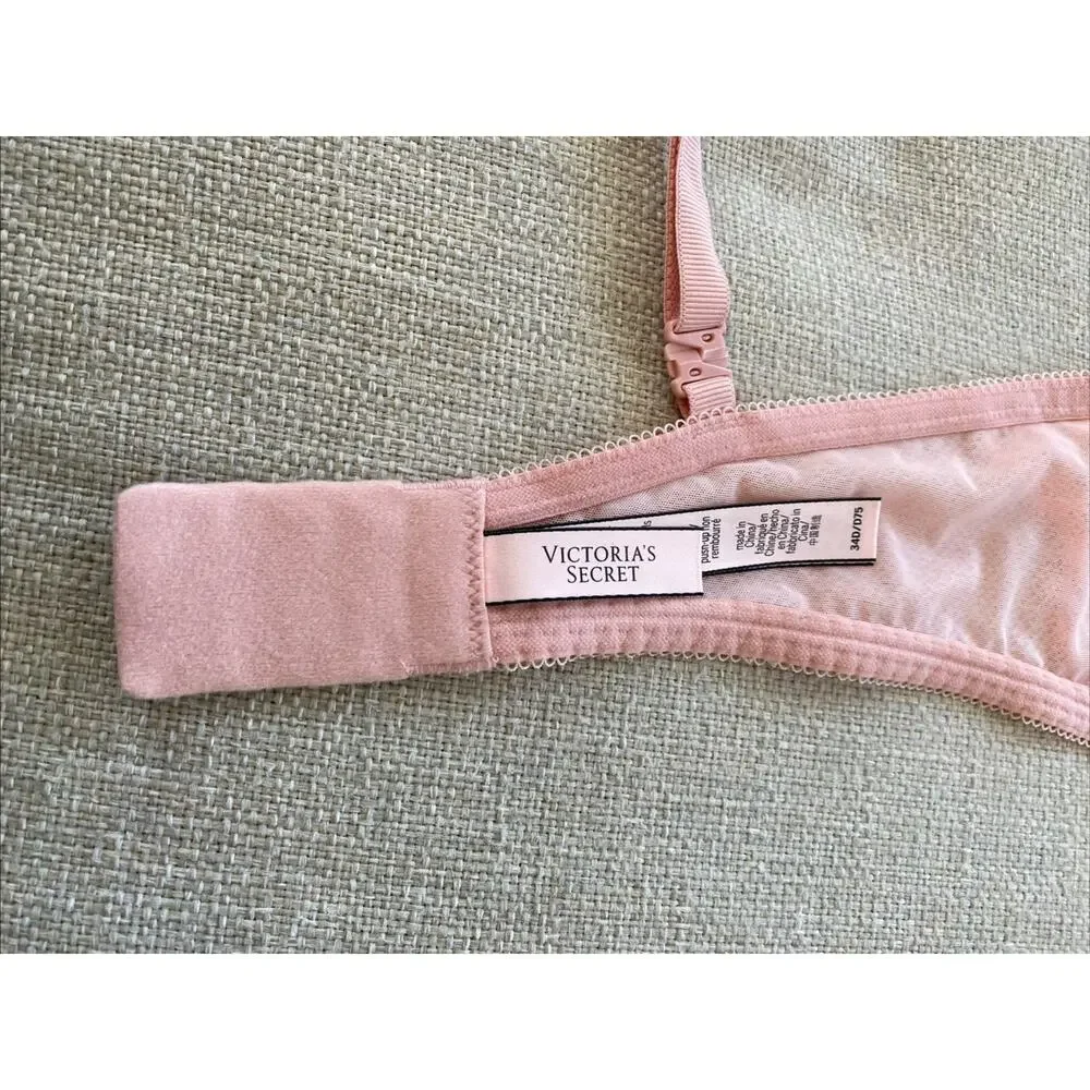 Victoria's Secret Dream Angels Push-up without Padding Bra 34D Pink Coral Lace
